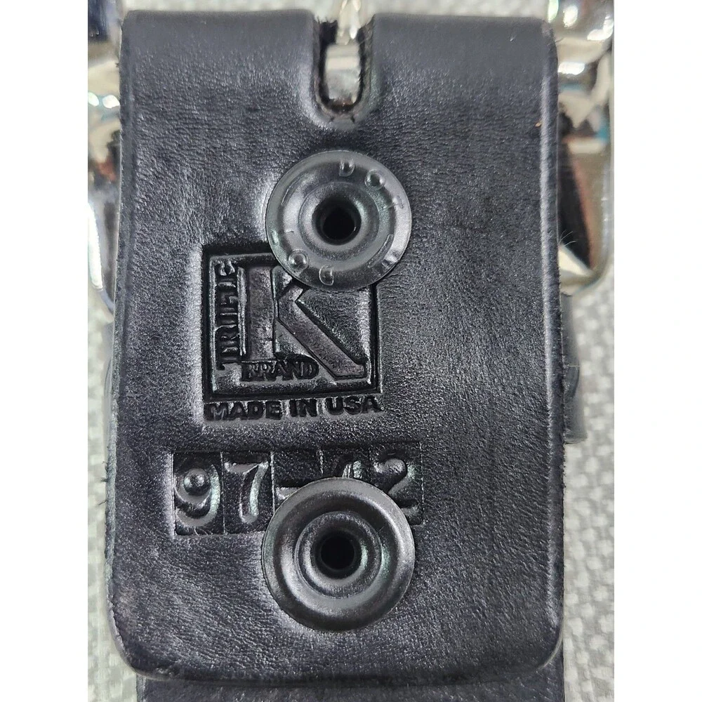 Krasnes Triple K Size 42 Black Leather Belt Brass Buckle Law Enforcement Western